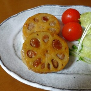 照りシャキ☆れんこんの挽肉挟み照焼き